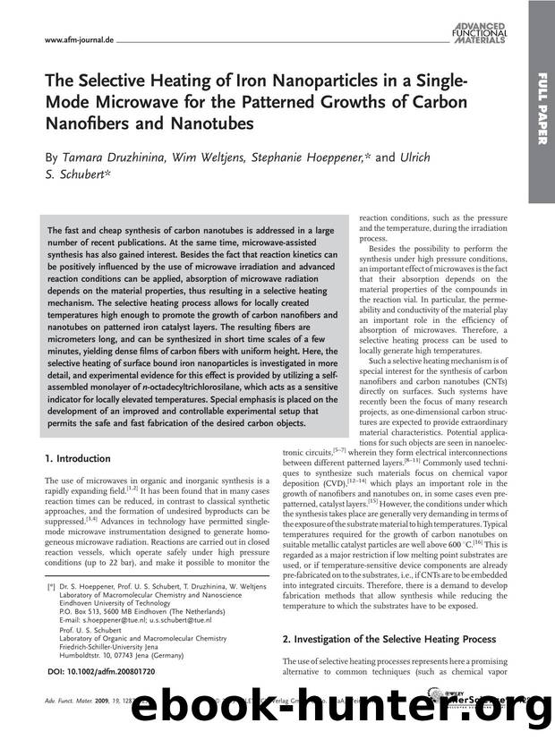 The Selective Heating of Iron Nanoparticles in a Single-Mode Microwave for the Patterned Growths of Carbon Nanofibers and Nanotubes by Unknown
