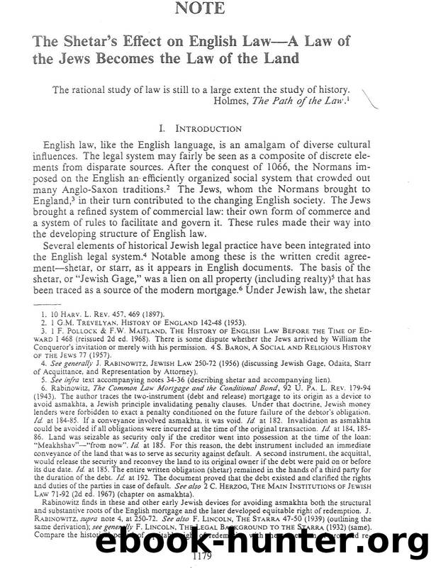 The Shetar in English Law (History of Mortgages) by Unknown
