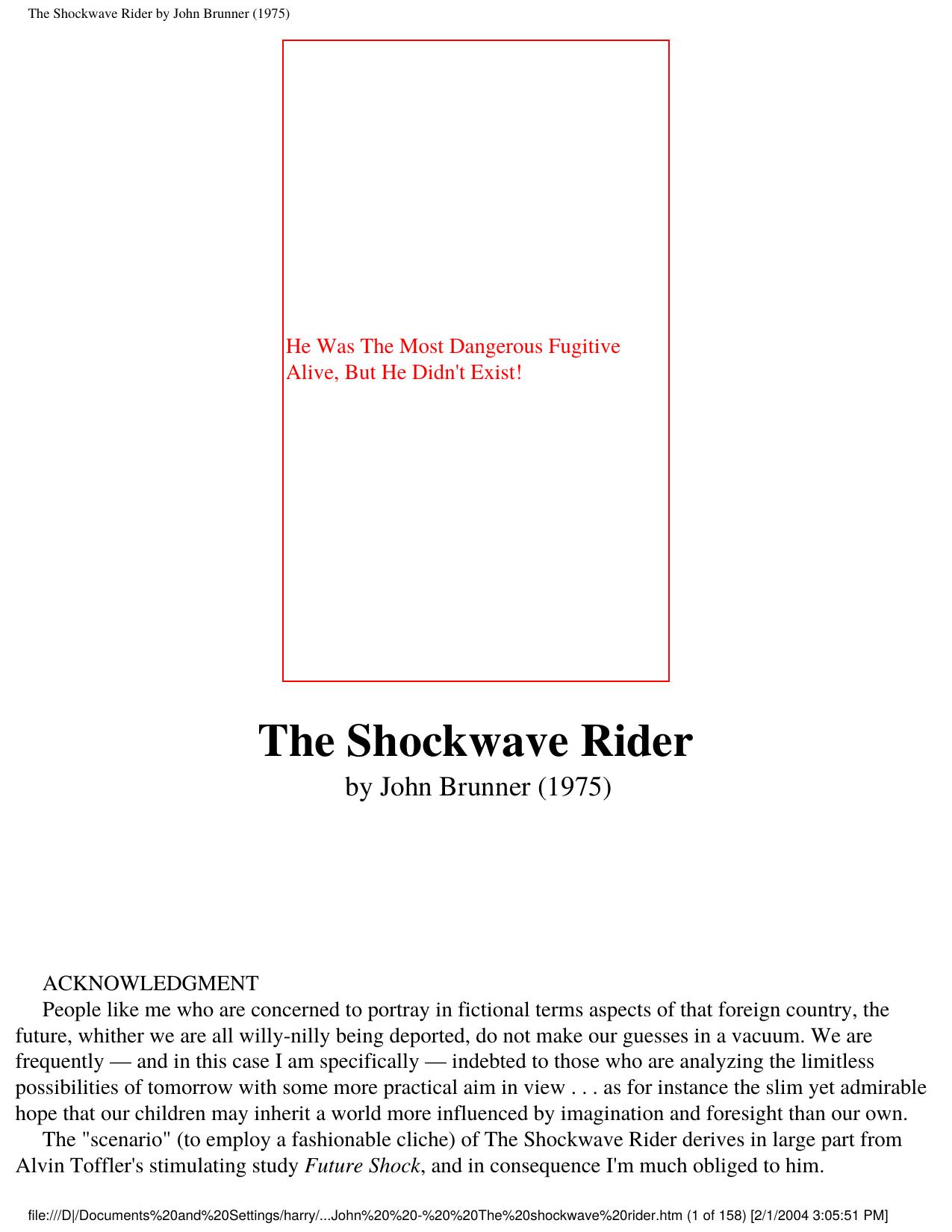 The Shockwave Rider by John Brunner (1975) by The Shockwave Rider