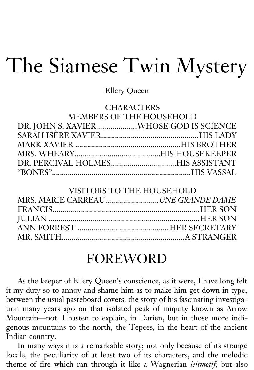 The Siamese Twin Mystery by Ellery Queen