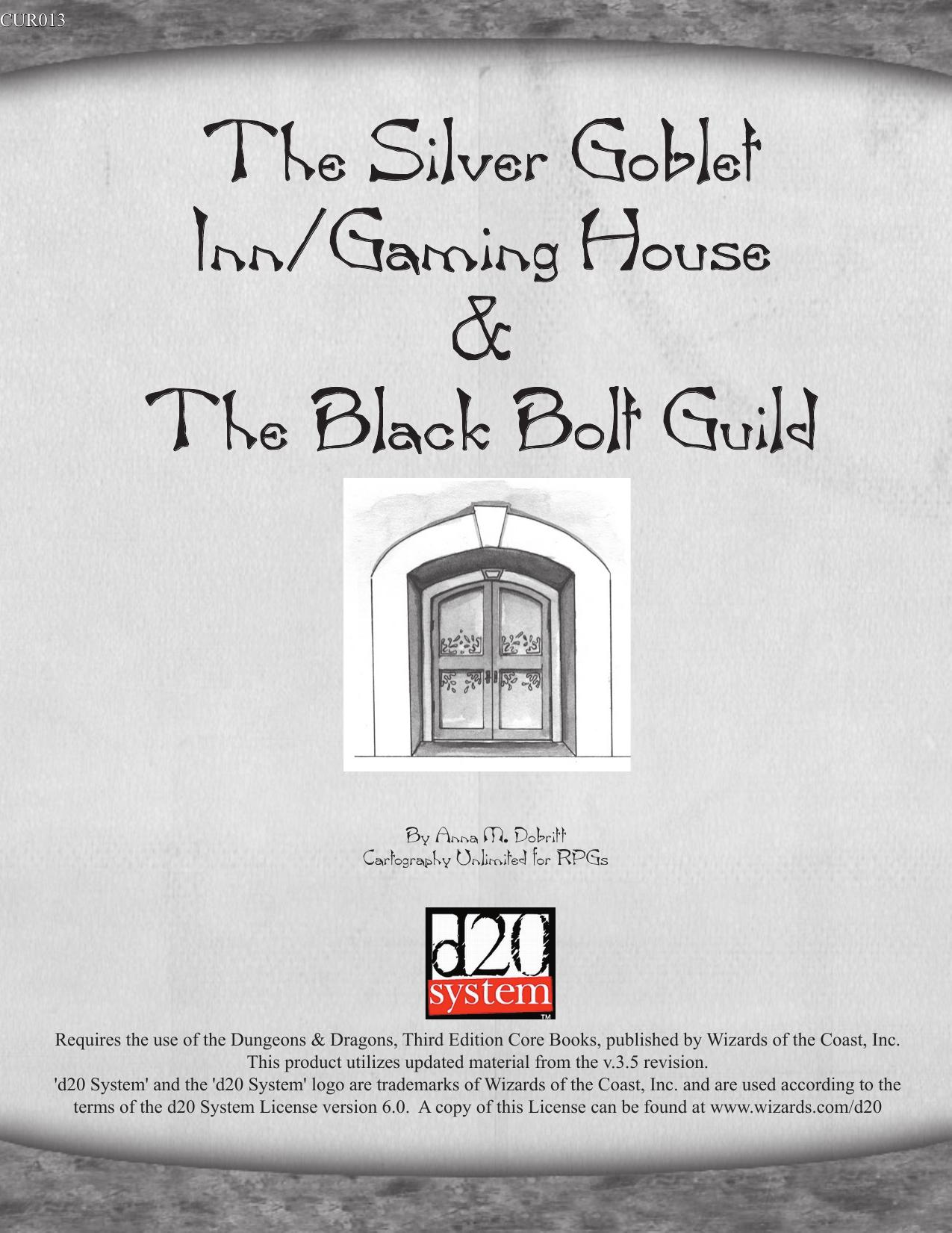 The Silver Goblet InnGaming House & The Black Bolt Guild by Cartography Unlimited for RPGs