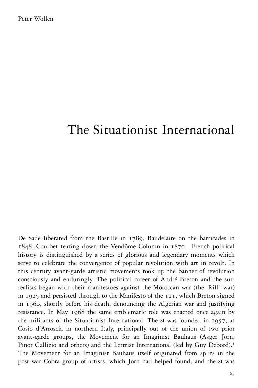 The Situationist International by Peter Wollen