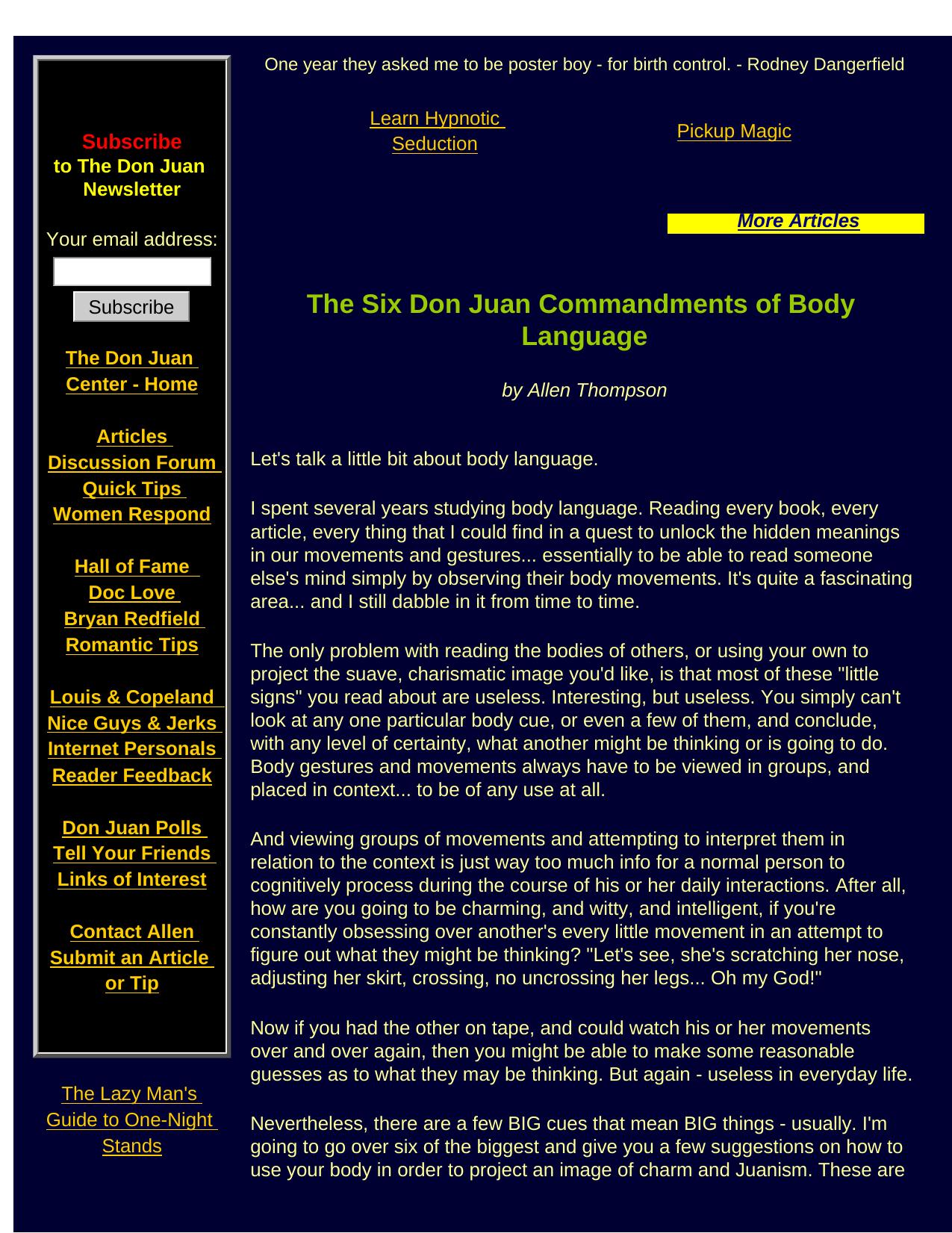 The Six Don Juan Commandments of Body Language by Unknown