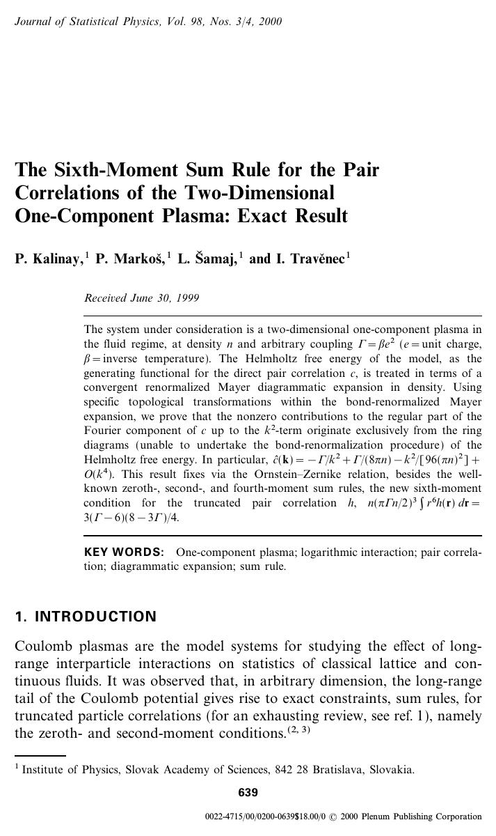 The Sixth-Moment Sum Rule for the Pair Correlations of the Two-Dimensional One-Component Plasma: Exact Result by Unknown