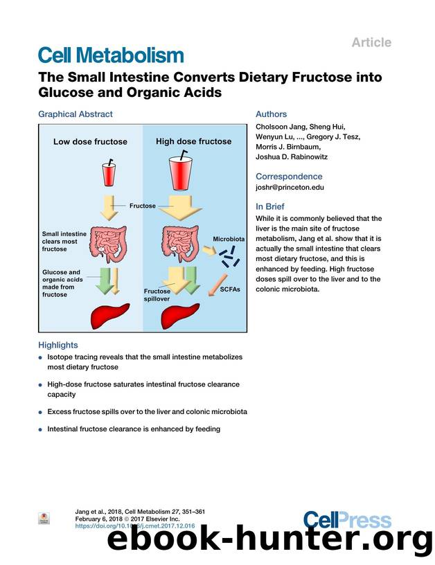 The Small Intestine Converts Dietary Fructose into Glucose and Organic Acids by unknow