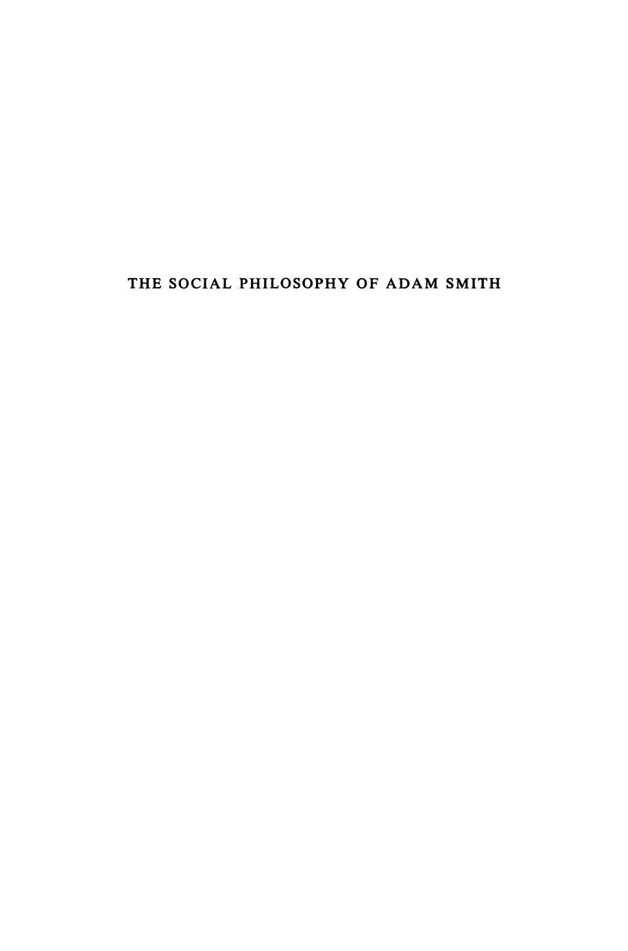 The Social Philosophy of Adam Smith by J. Ralph Lindgren (auth.)