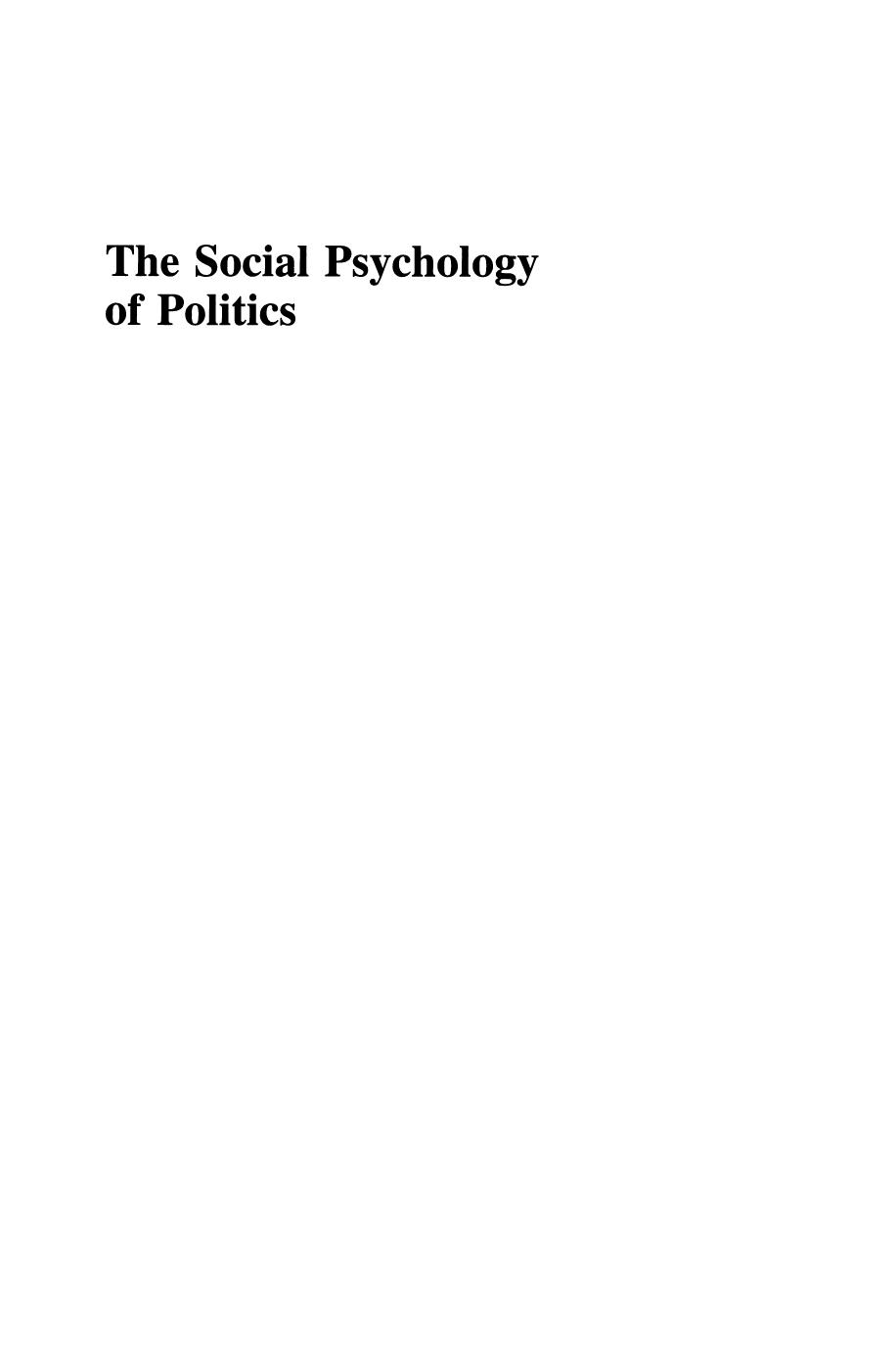 The Social Psychology of Politics by Victor C. Ottati