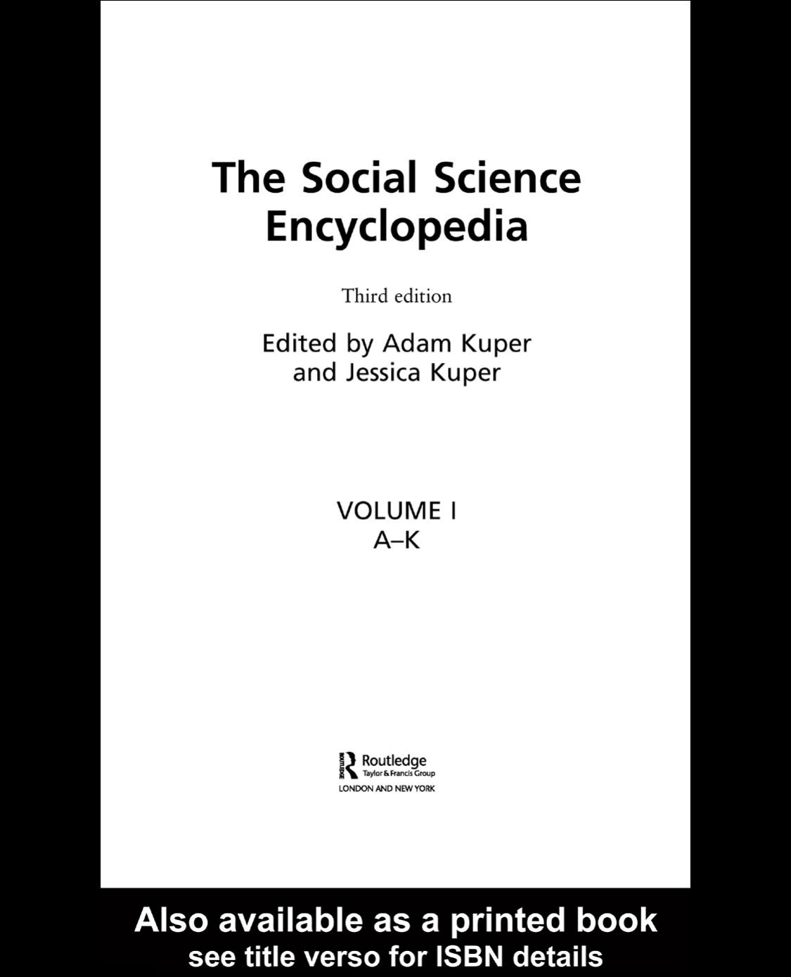 The Social Science Encyclopedia by Adam Kuper