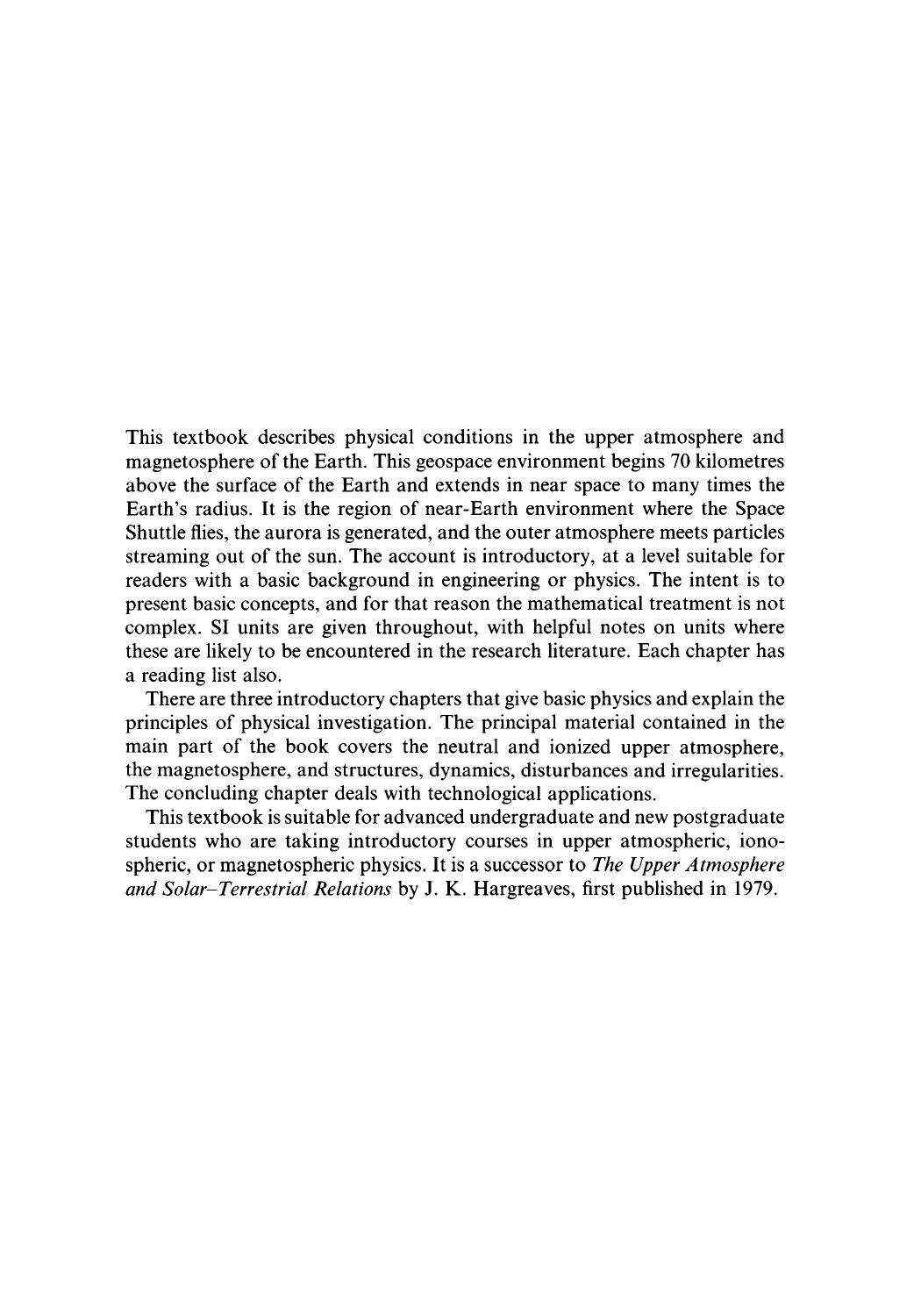 The Solar-Terrestrial Environment: An Introduction to Geospace - the Science of the Terrestrial Upper Atmosphere, Ionosphere, and Magnetosphere by John Keith Hargreaves