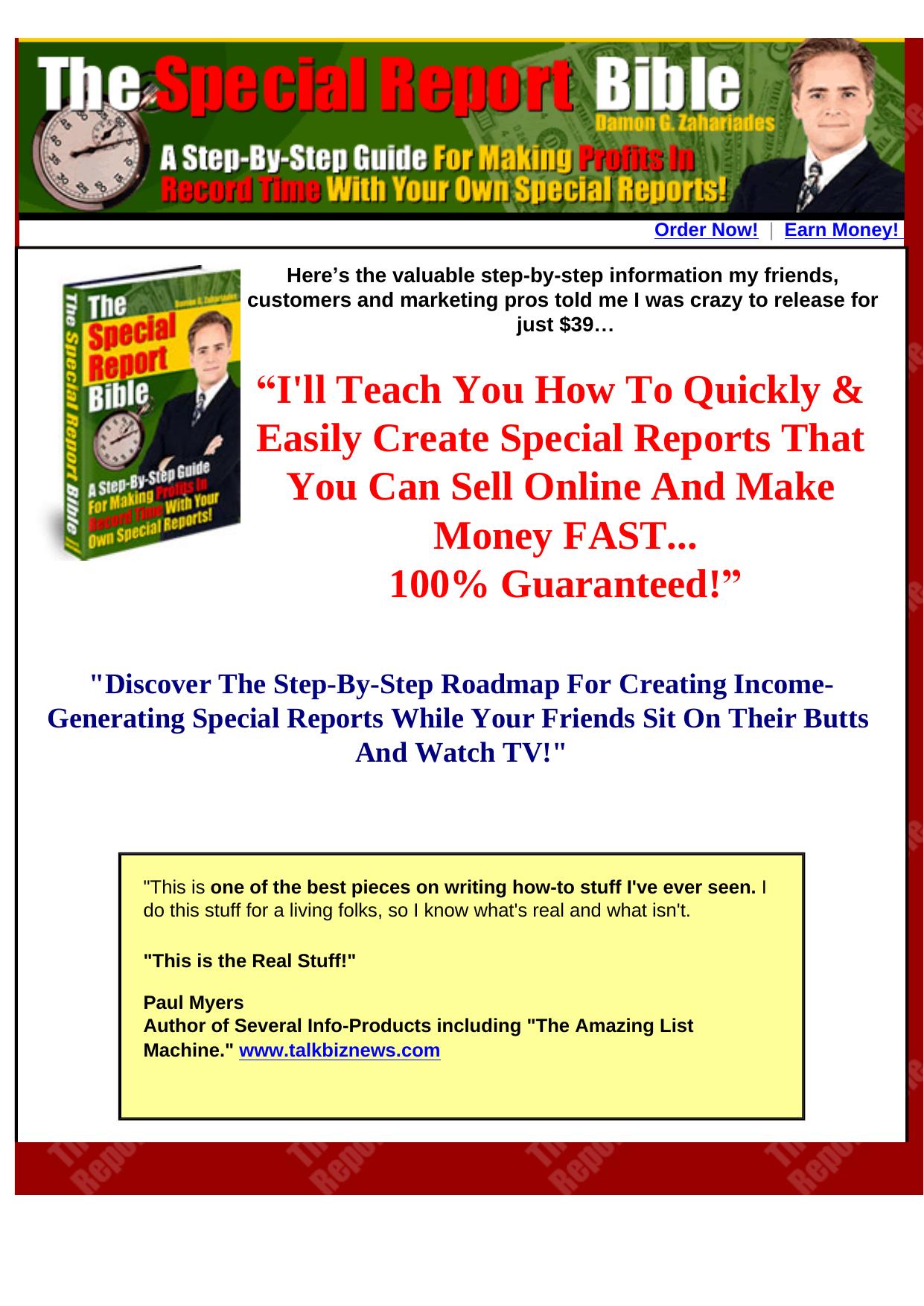 The Special Report Bible. by Best of Kuszter's Collection