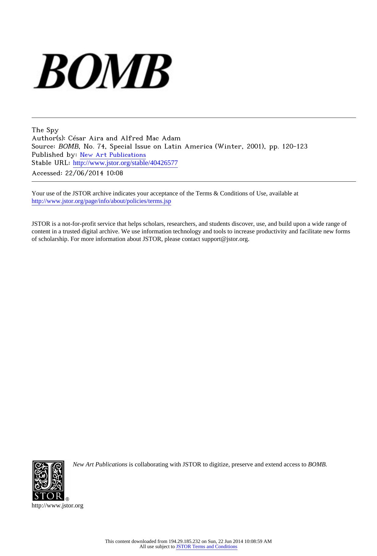 The Spy by The Spy (2001) 74 BOMB 120