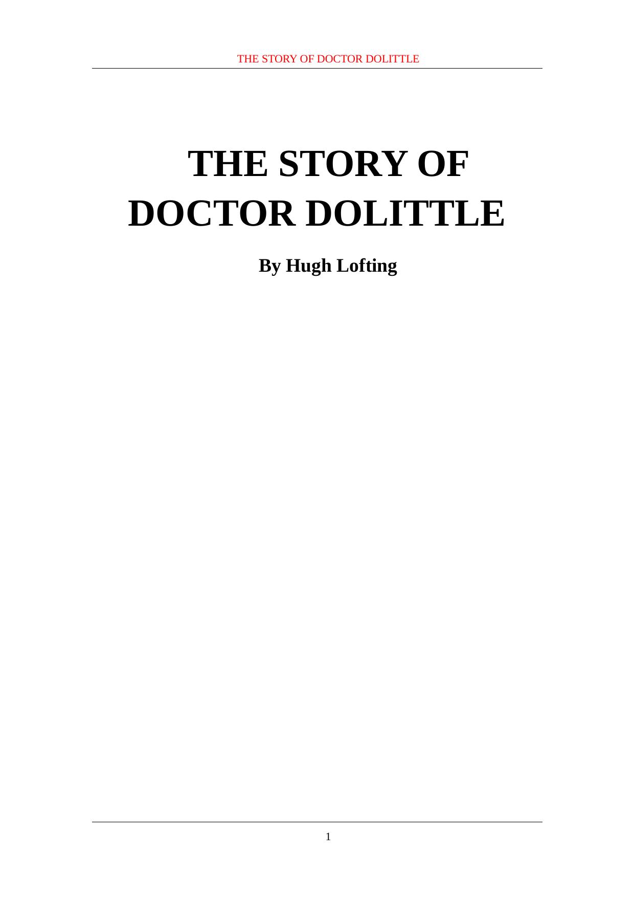 The Story of Doctor Dolittle (Books of Wonder) by Hugh Lofting
