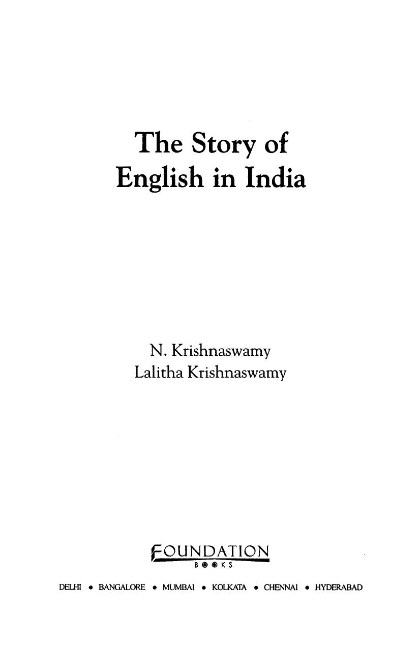 The Story of English in India by N. Krishnaswamy Lalitha Krishnaswamy