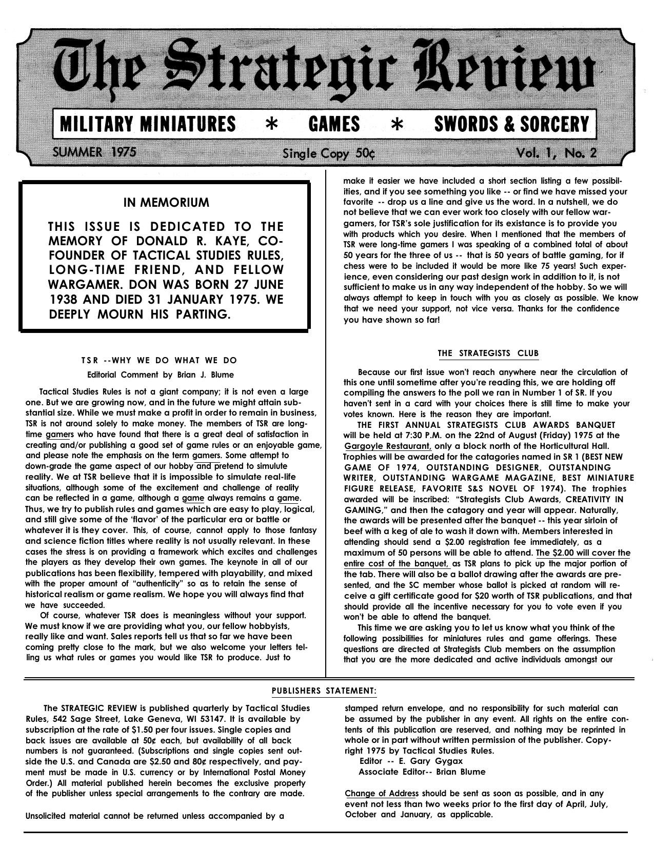 The Strategic Review Vol. 1, No. 2 by Strategic Review #1.2