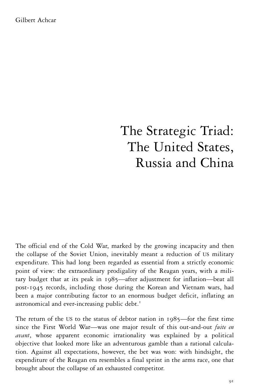 The Strategic Triad: The United States, Russia and China by Gilbert Achcar