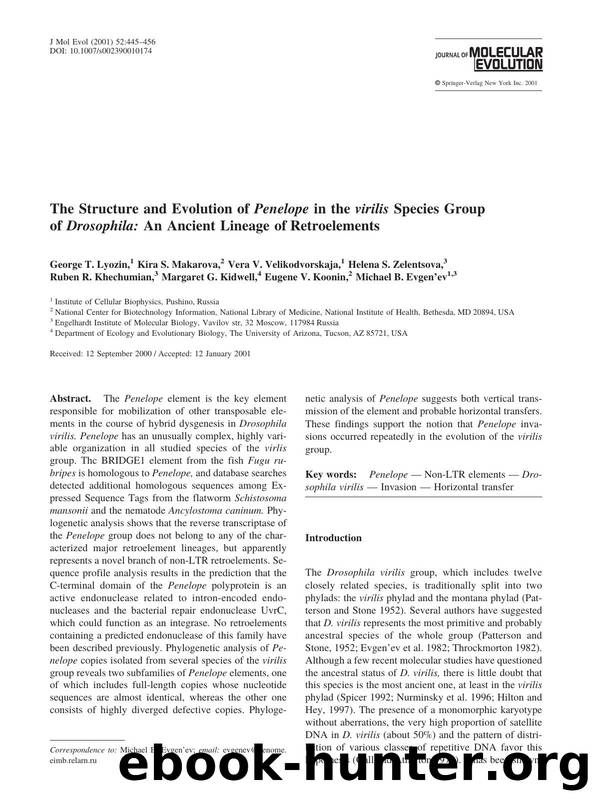 The Structure and Evolution of Penelope in the virilis Species Group of Drosophila: An Ancient Lineage of Retroelements by Lyozin G. et al