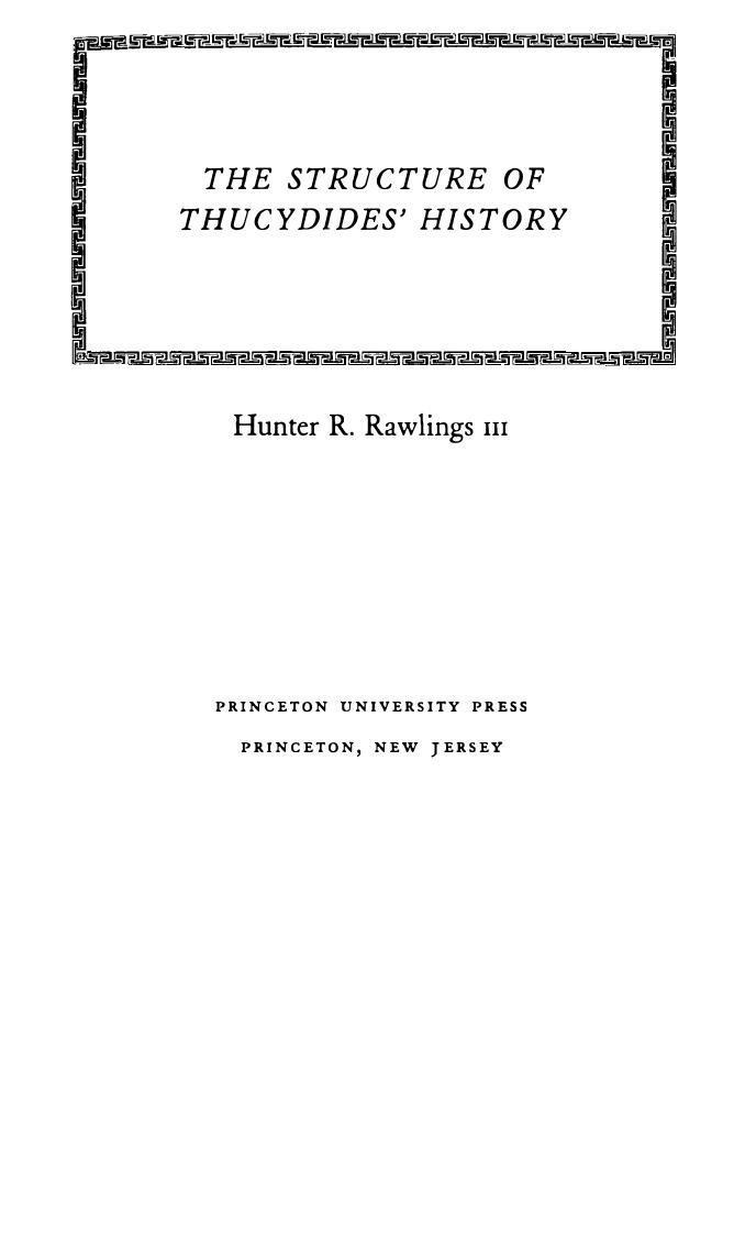 The Structure of Thucydides' History by Hunter R. Rawlings