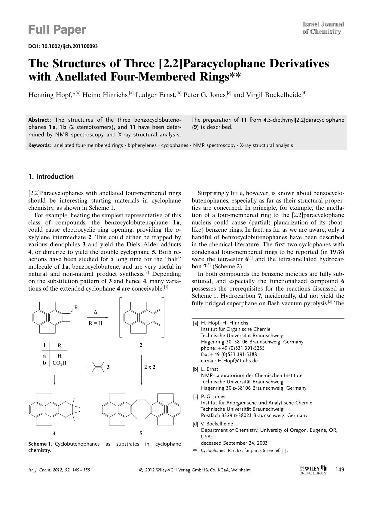 The Structures of Three [2.2]Paracyclophane Derivatives with Anellated FourMembered Rings by Unknown