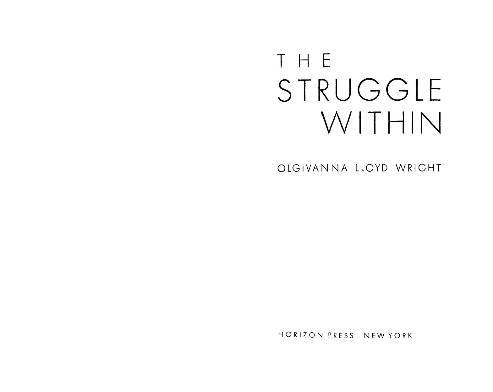 The Struggle Within by Olgivanna Lloyd Wright