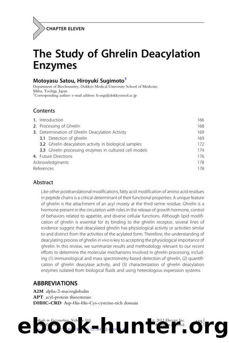 The Study of Ghrelin Deacylation Enzymes by Motoyasu Satou & Hiroyuki Sugimoto