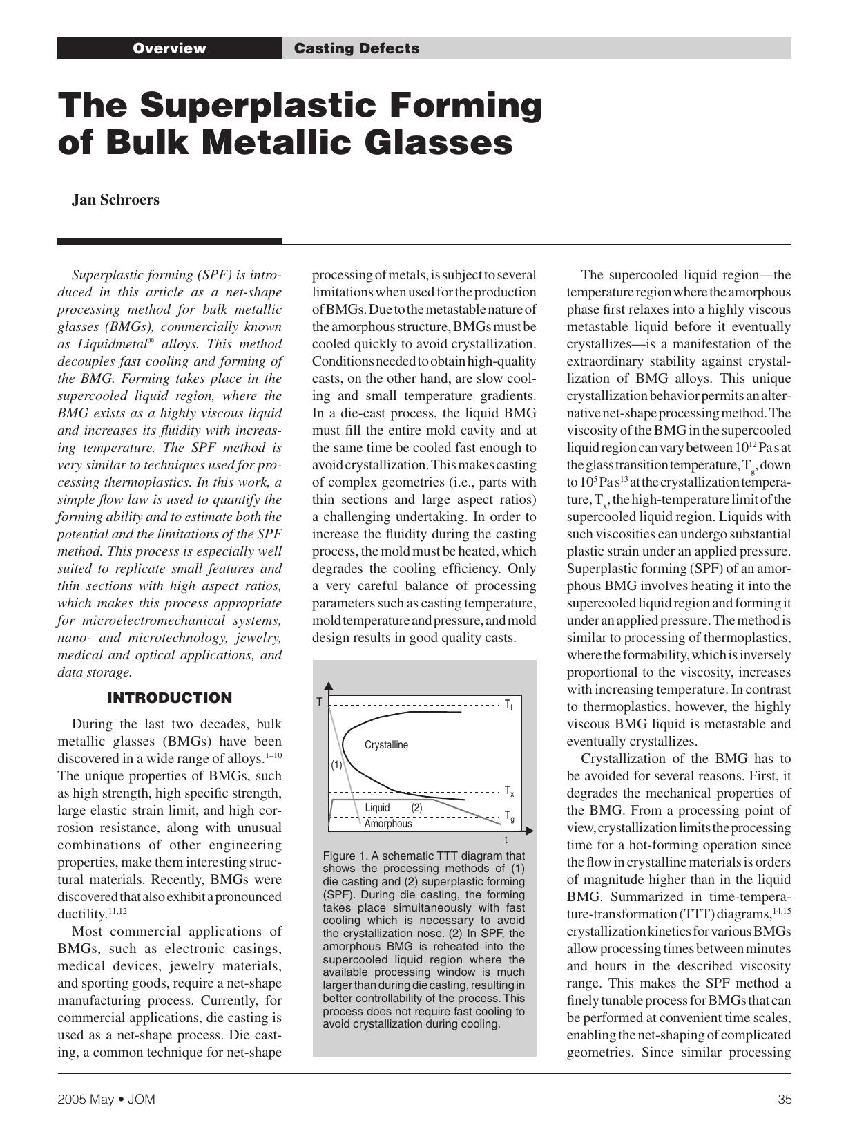 The Superplastic Forming of Bulk Metallic Glasses by Jan Schroers