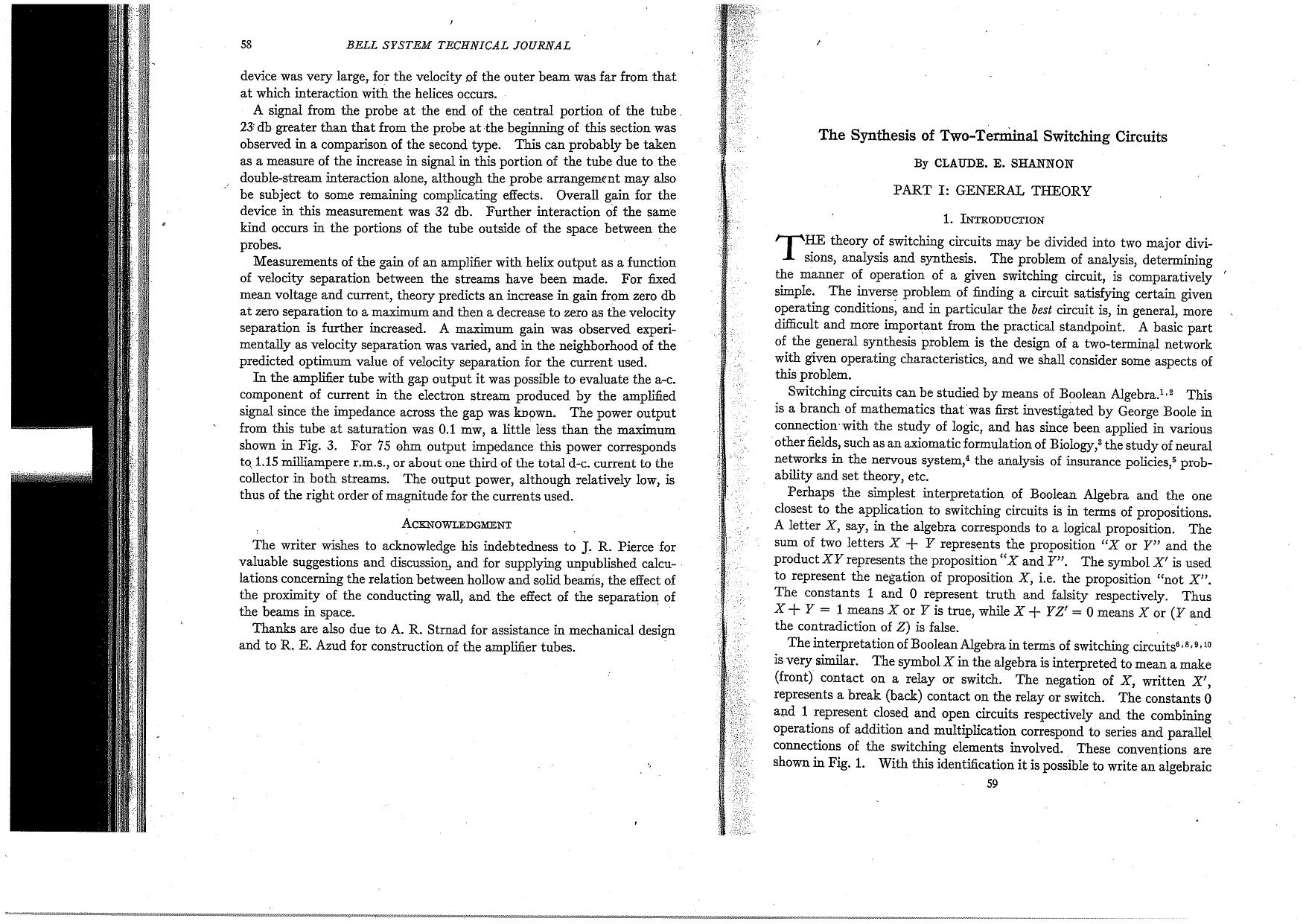 The Synthesis of Two-Terminal Switching Circuits by Unknown