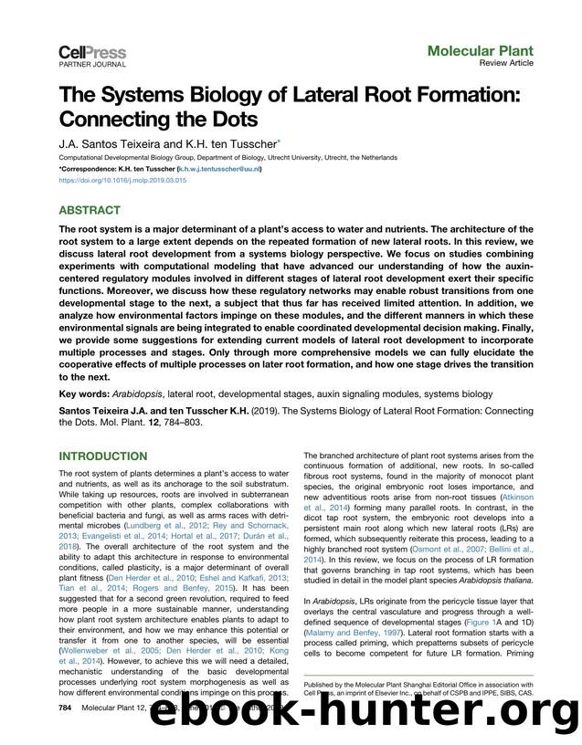 The Systems Biology of Lateral Root Formation: Connecting the Dots by J.A. Santos Teixeira & K.H. ten Tusscher