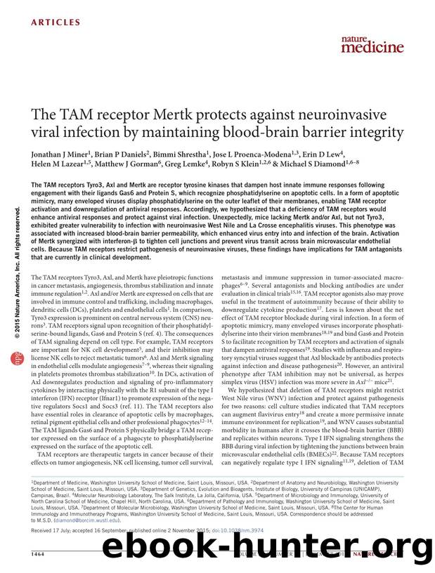 The TAM receptor Mertk protects against neuroinvasive viral infection by maintaining blood-brain barrier integrity by unknow