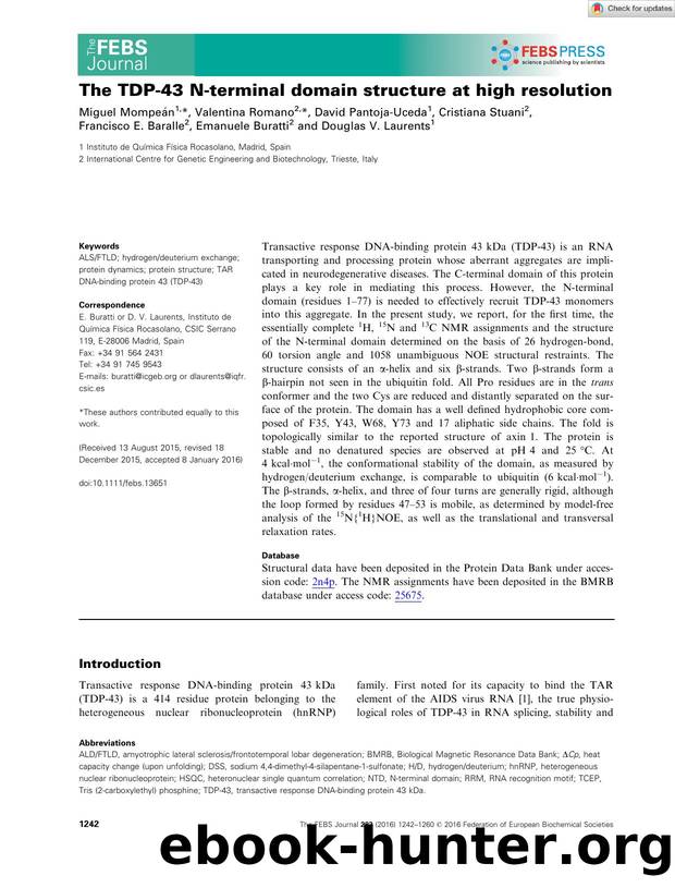 The TDPâ43 Nâterminal domain structure at high resolution by Unknown