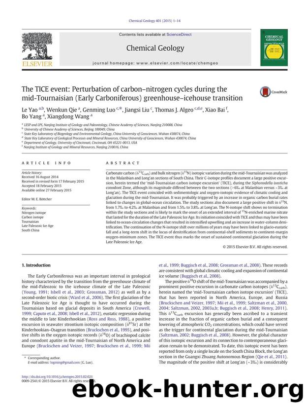 The TICE event: Perturbation of carbonânitrogen cycles during the mid-Tournaisian (Early Carboniferous) greenhouseâicehouse transition by unknow