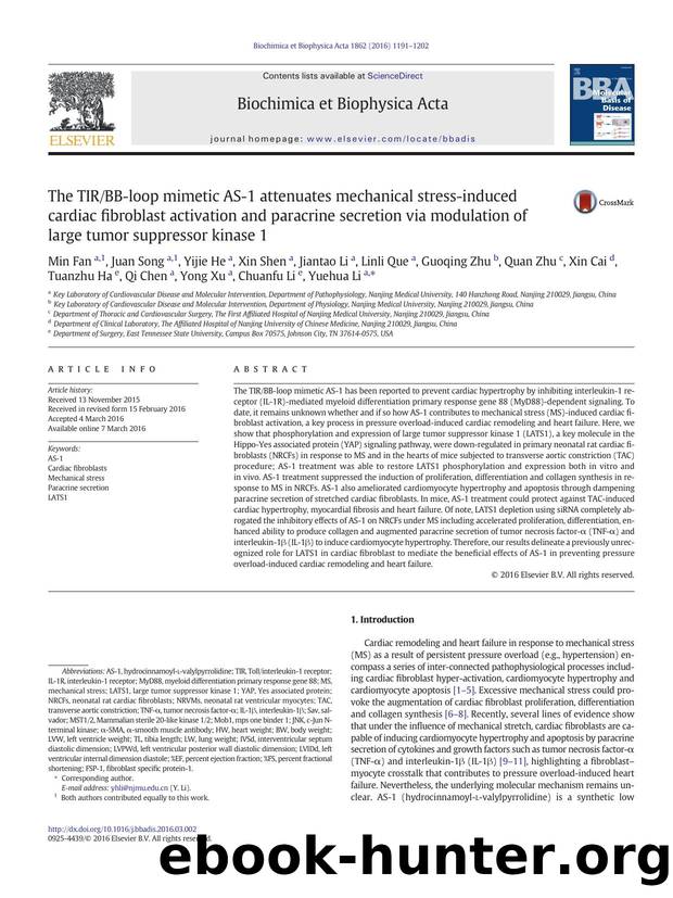The TIRBB-loop mimetic AS-1 attenuates mechanical stress-induced cardiac fibroblast activation and paracrine secretion via modulation of large tumor suppressor kinase 1 by unknow