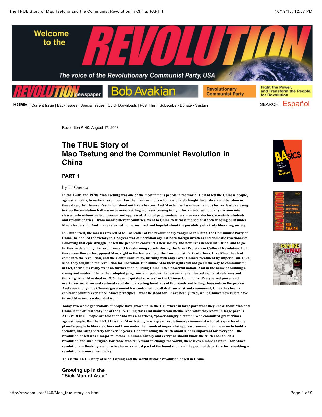 The TRUE Story of Mao Tsetung and the Communist Revolution in China: PART 1 by New Narrative