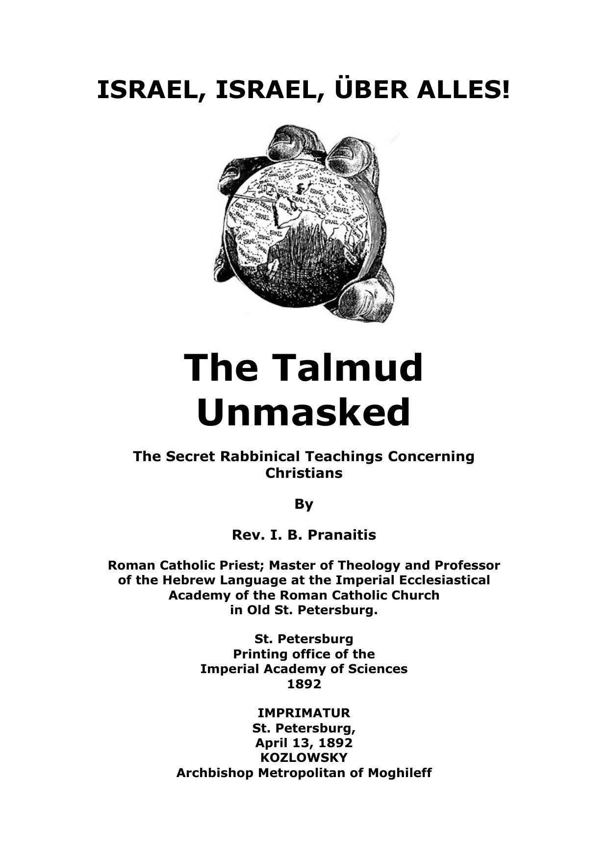 The Talmud Unmasked [The Secret Rabbinical Teachings Concerning Christians] by Unknown