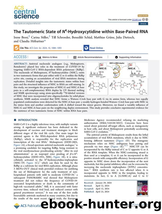 The Tautomeric State of N4-Hydroxycytidine within Base-Paired RNA by unknow