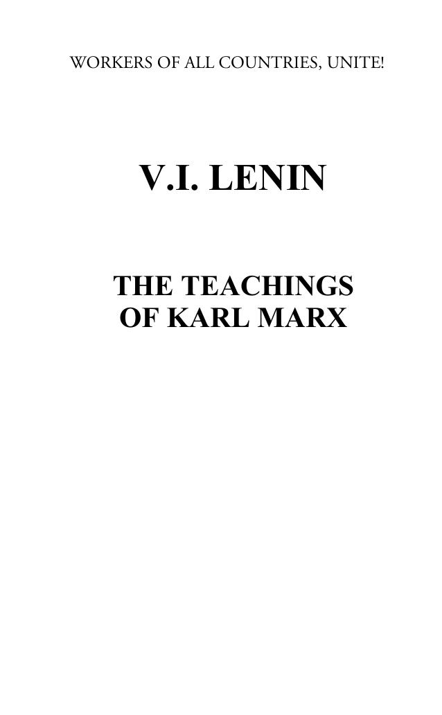 The Teachings of Karl Marx by V.I. Lenin