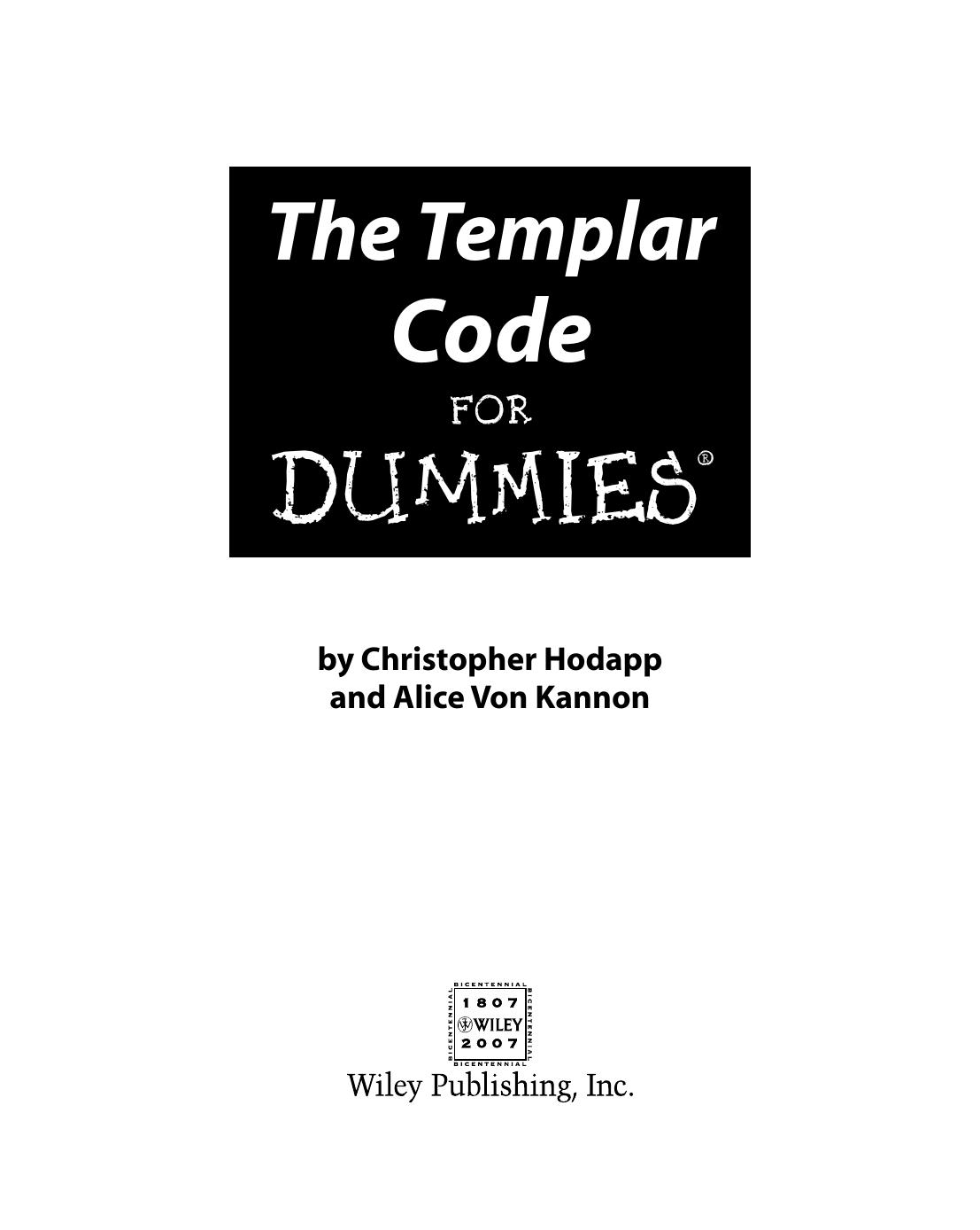 The Templar Code for Dummies (ISBN - 0470127651) by 0470127651)