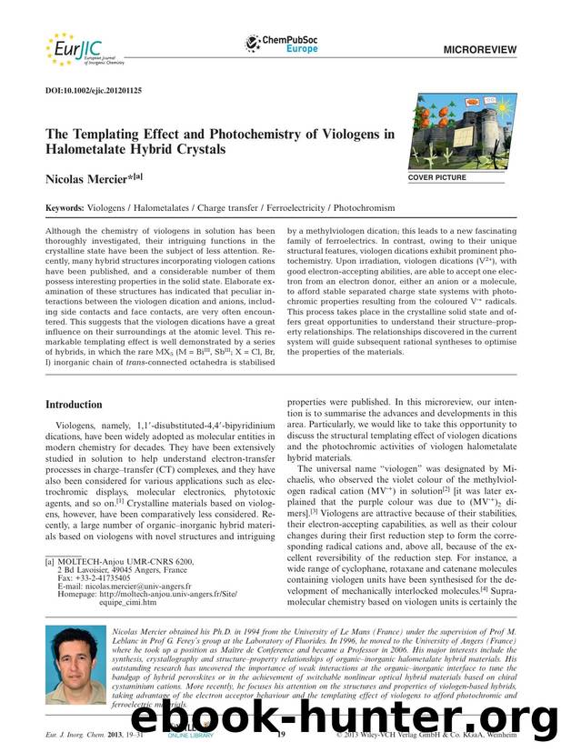 The Templating Effect and Photochemistry of Viologens in Halometalate Hybrid Crystals by Unknown
