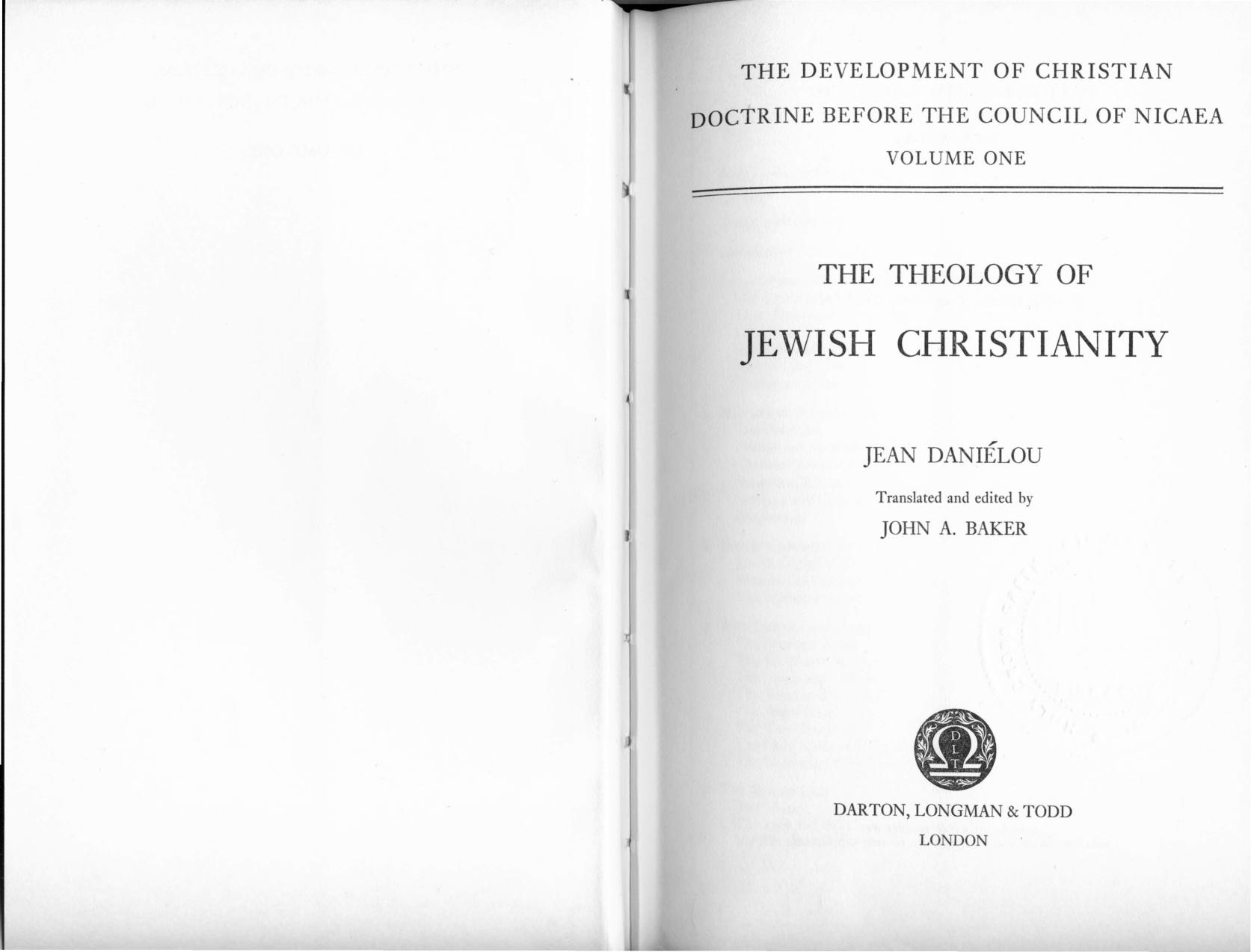 The Theology of Jewish Christianity by Jean Danielou