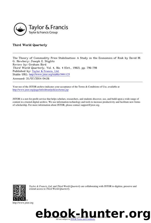 The Theory of Commodity Price Stabilisation: A Study in the Economics of Risk by David M. G. Newbery; Joseph E. Stiglitz by unknow