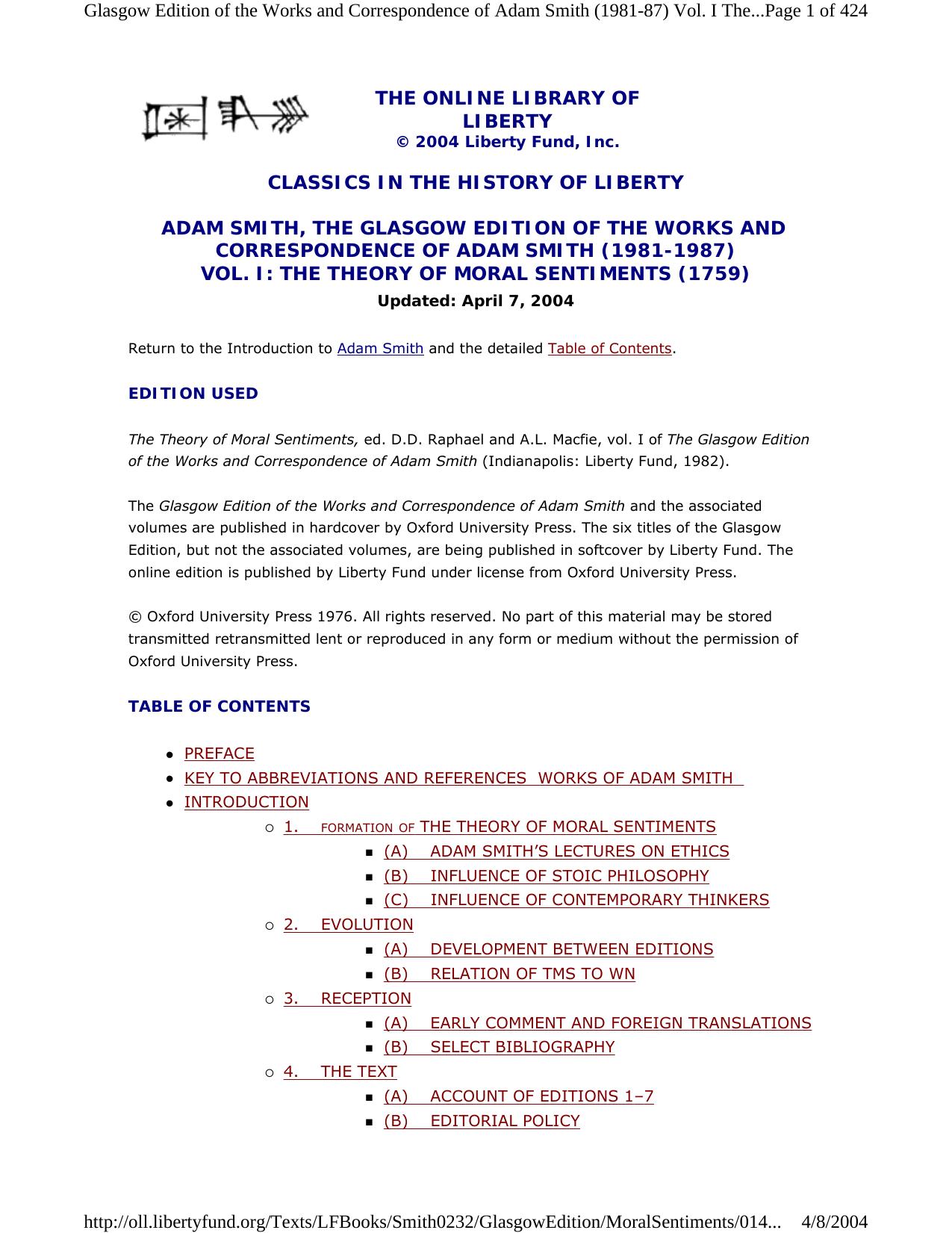 The Theory of Moral Sentiments by Adam Smith