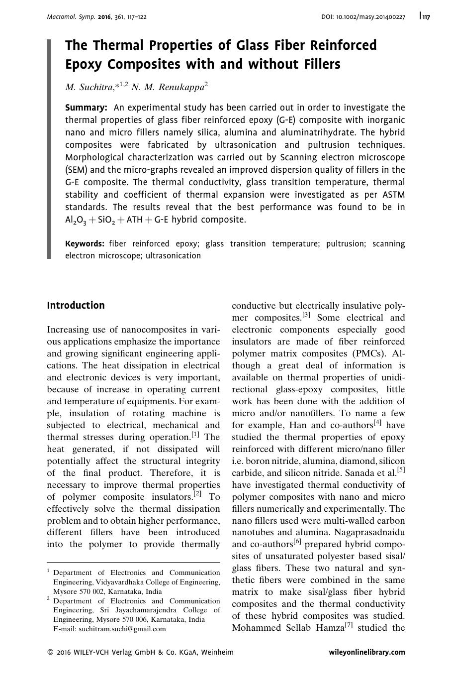 The Thermal Properties of Glass Fiber Reinforced Epoxy Composites with and without Fillers by Unknown
