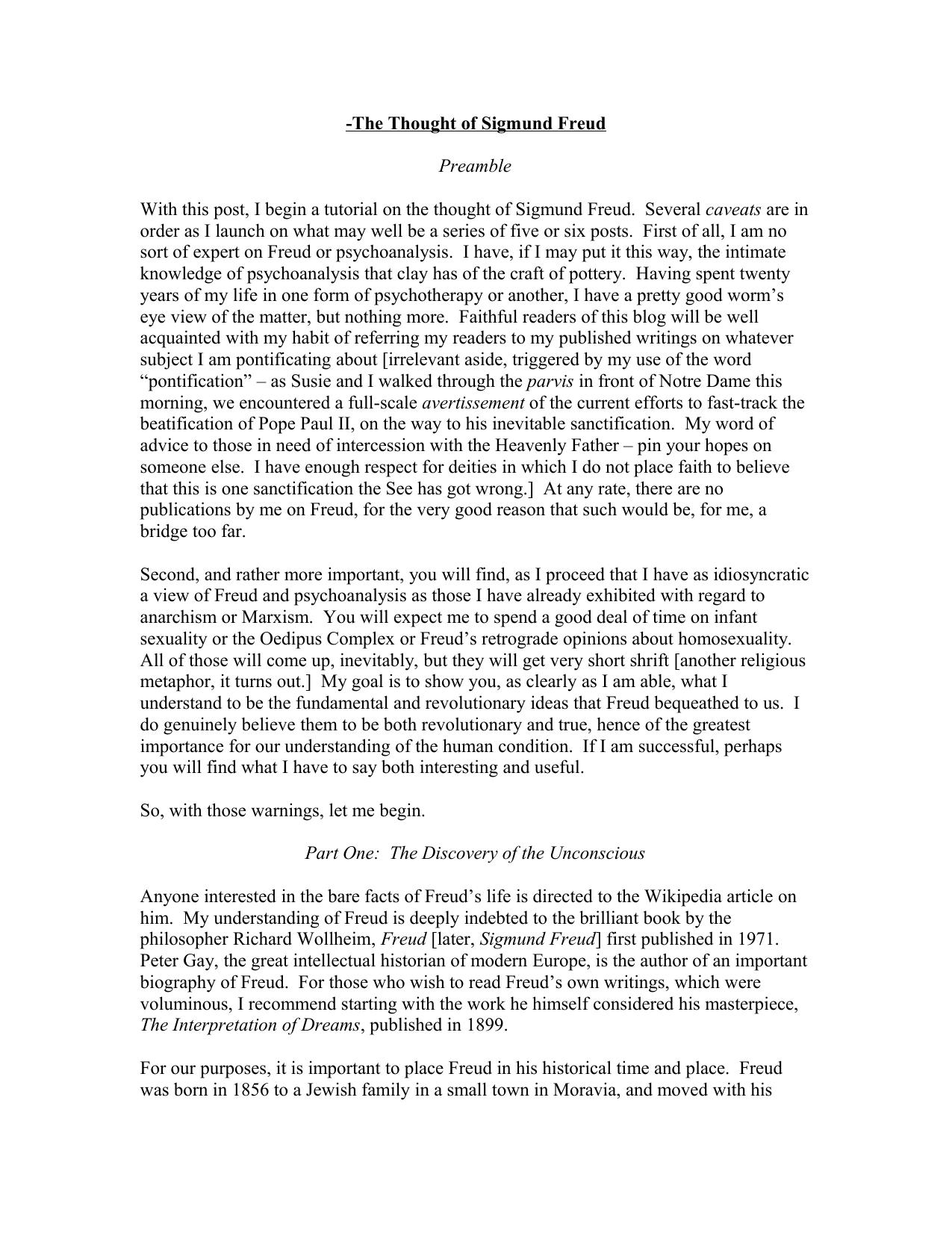 The Thought of Sigmund Freud by Bob