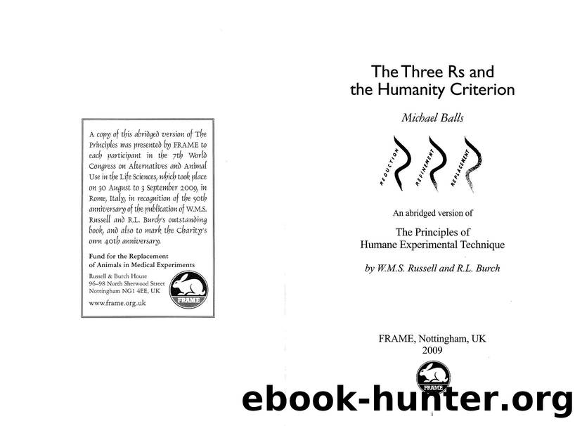 The Three Rs and the Humanity Criterion by Michael Balls