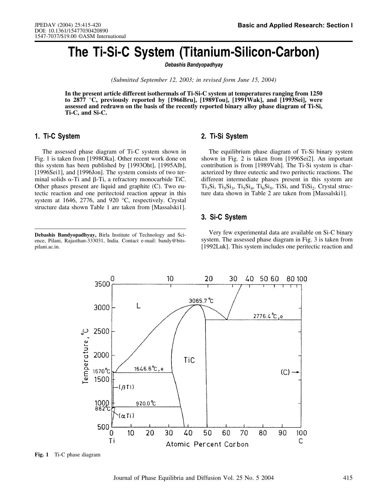 The Ti-Si-C system (Titanium-Silicon-Carbon) by Unknown