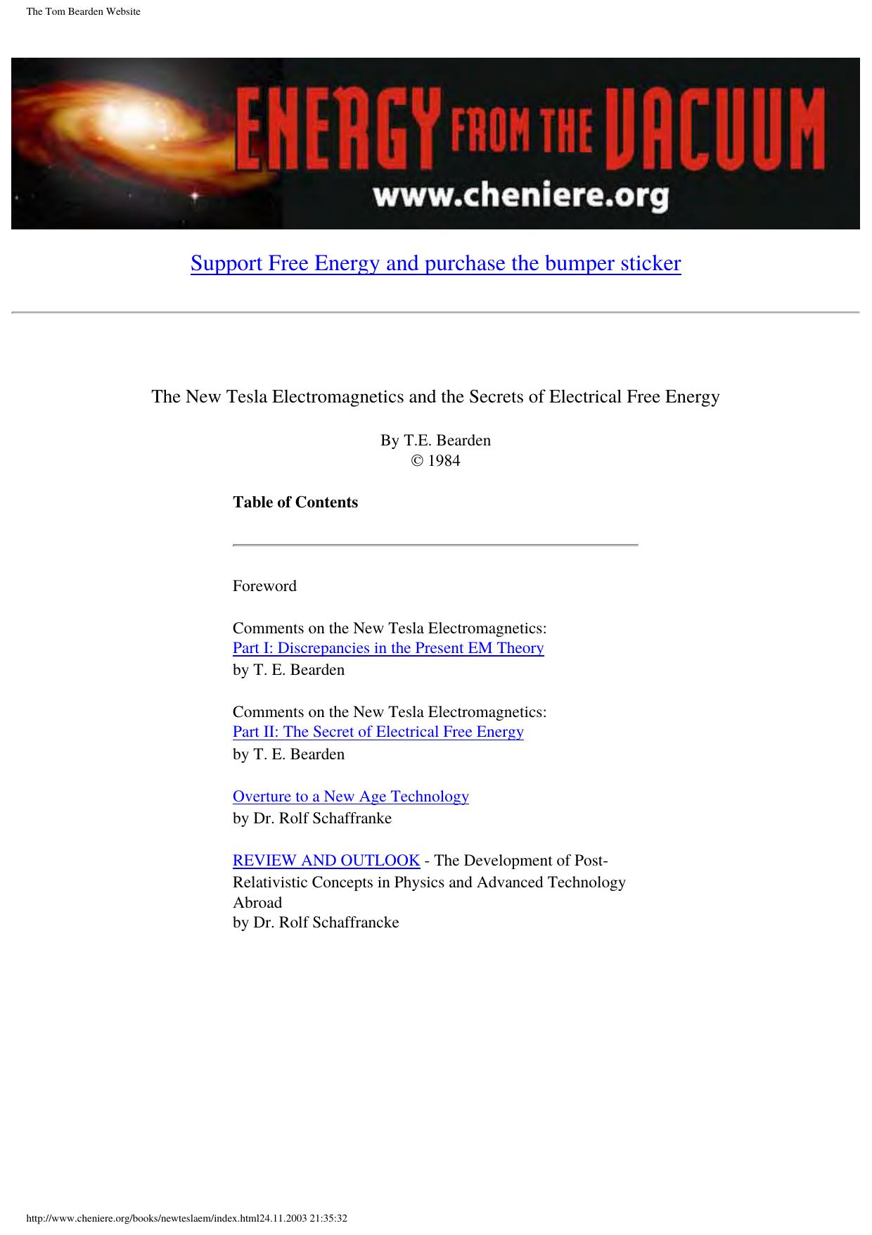 The Tom Bearden Website by New Tesla Electromagnetics & the Secrets of Electrical Free Energy -- 49