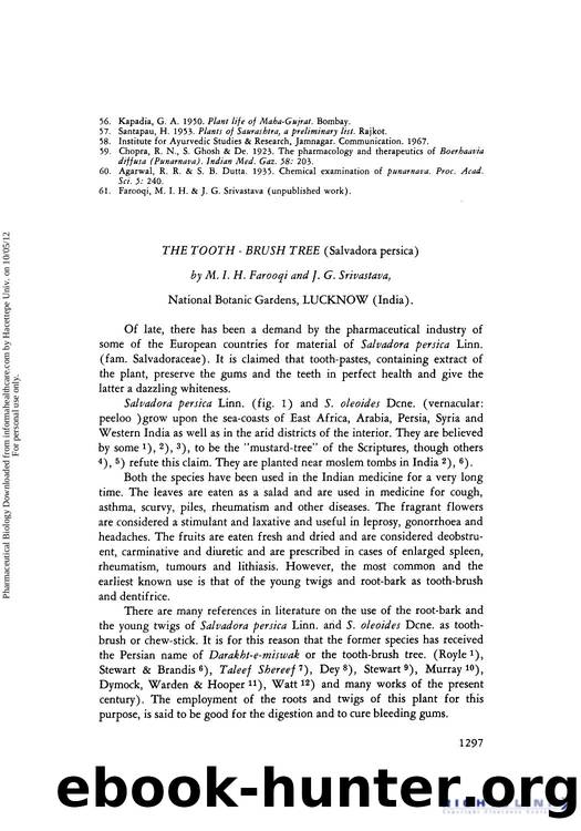 The Tooth - Brush Tree (Salvadora persica) by M. I. H. Farooqi & J. G. Srivastava