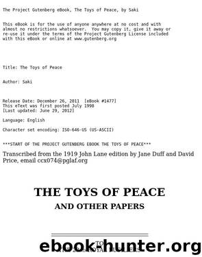 The Toys of Peace, and other papers by Saki