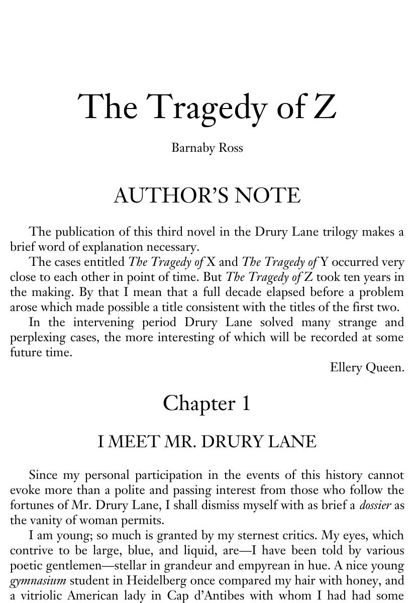 The Tragedy of Z by Barnaby Ross