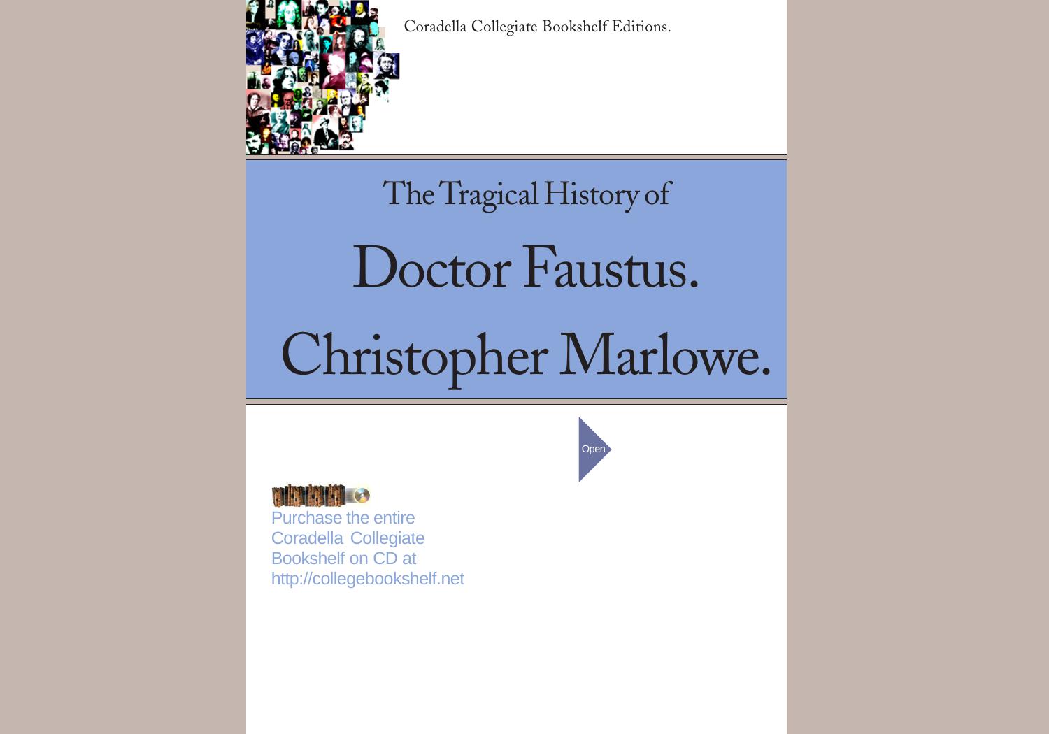 The Tragical History of Doctor Faustus by published by Coradella Collegiate Bookshelf Editions