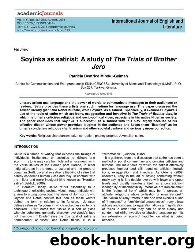 The Trials of Brother Jero by Wole Soyinka by Enwefah